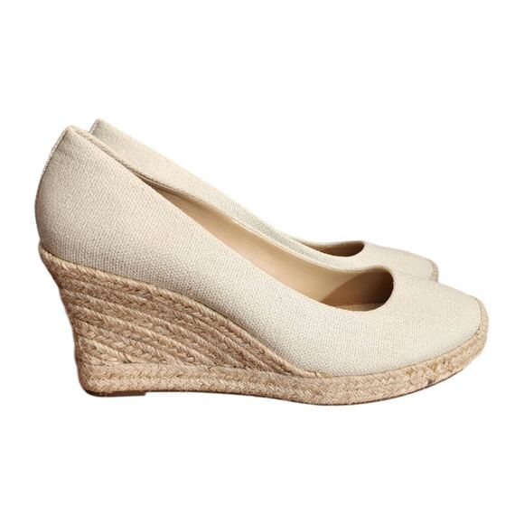 NWOB NWOT New J Crew Seville Tan Espadrille Canvas Wedges Shoe Size 8.5 - Picture 4 of 6